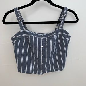 Brandy Melville white and denim striped top